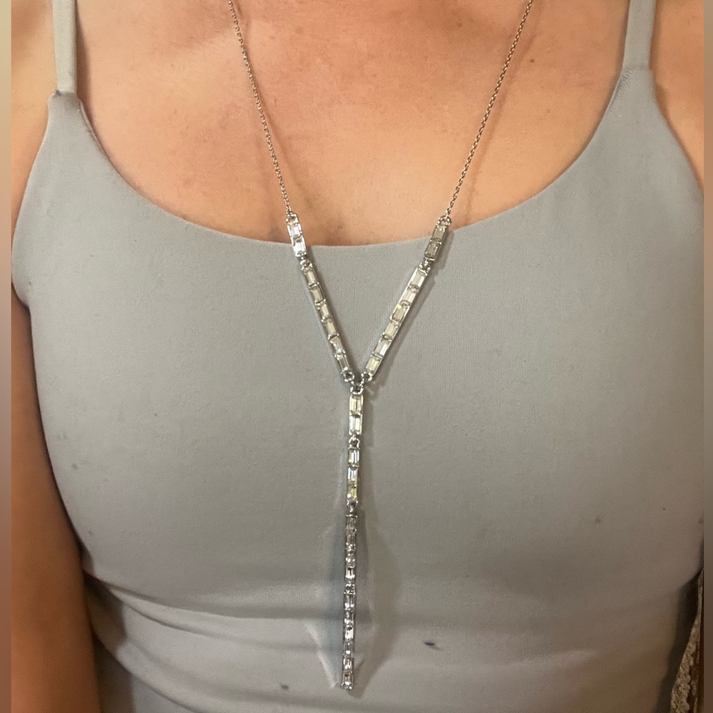 Women's Vince Camuto Linear Baguette Crystal Y-Necklace